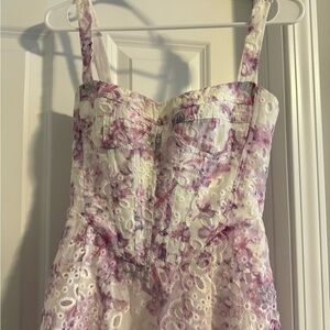 Floral Lace Dress with Pink and White Pattern